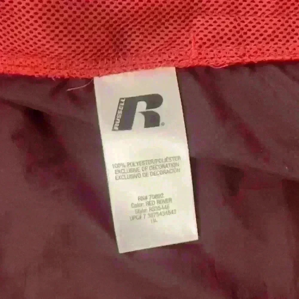 Russell Mens Track jacket Full Zip Windbreaker Sports coat‎ Red Athletic Small​ - Picture 13 of 16